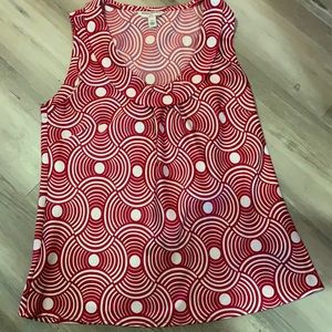 Banana Republic red & white blouse. Deep scoop neck. Sleeveless  Size 6P